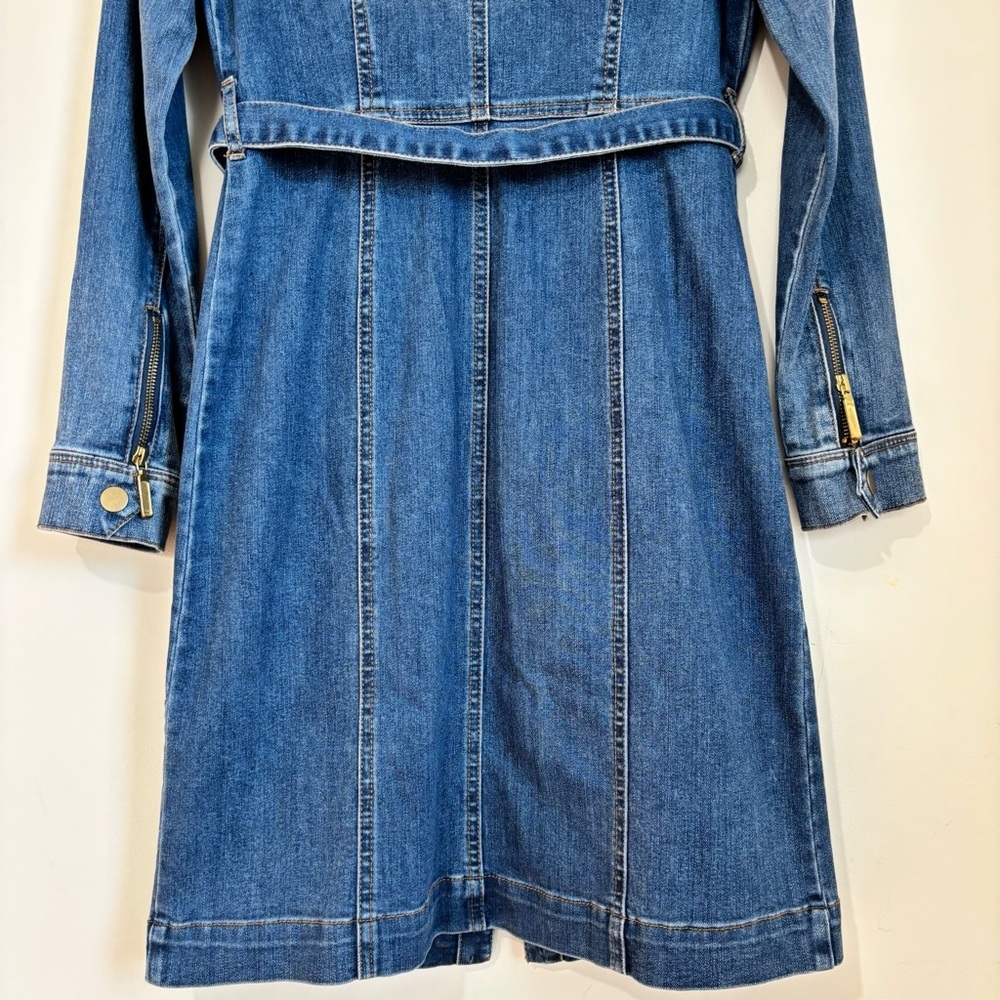 BWT INC International Concepts denim blue shirtdress gold zipper trench dress 2 - Picture 10 of 16